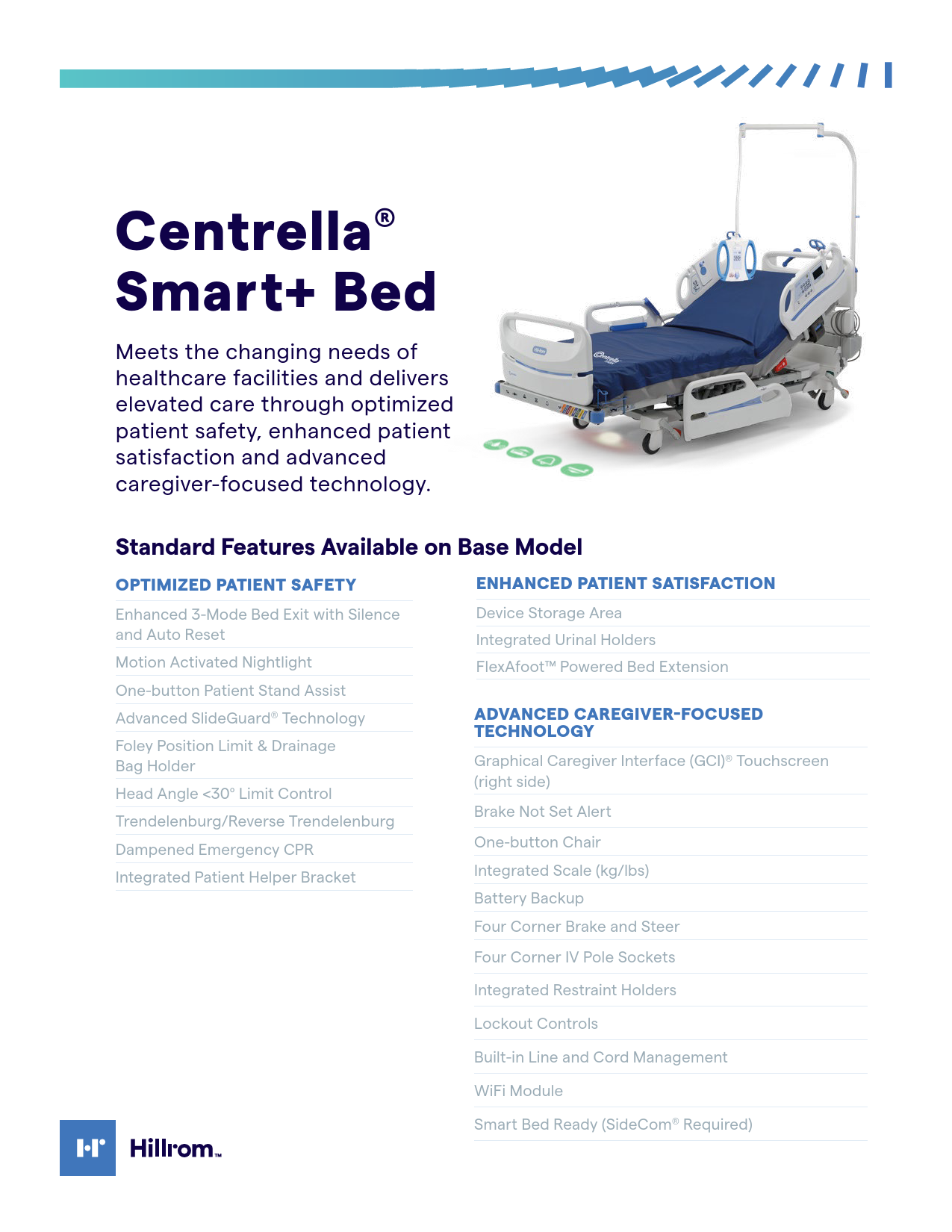 Hillrom P7900 Centrella Smart+ Bed w/ Centrella Pro Surface Remote & M